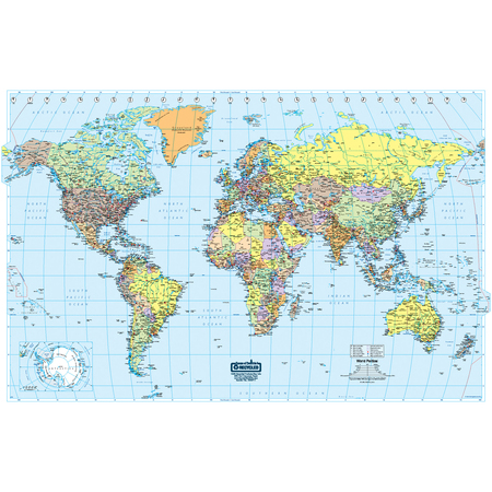 HOUSE OF DOOLITTLE Laminated World Map, 50in x 33in 710